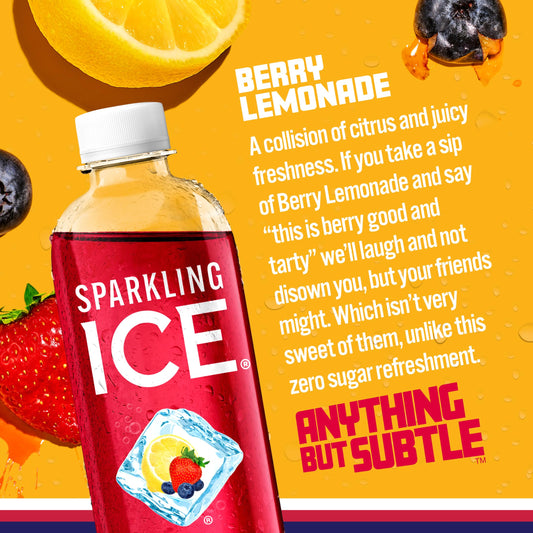 Sparkling Ice Berry Lemonade Sparkling Water Zero Sugar 17oz 12 Pack