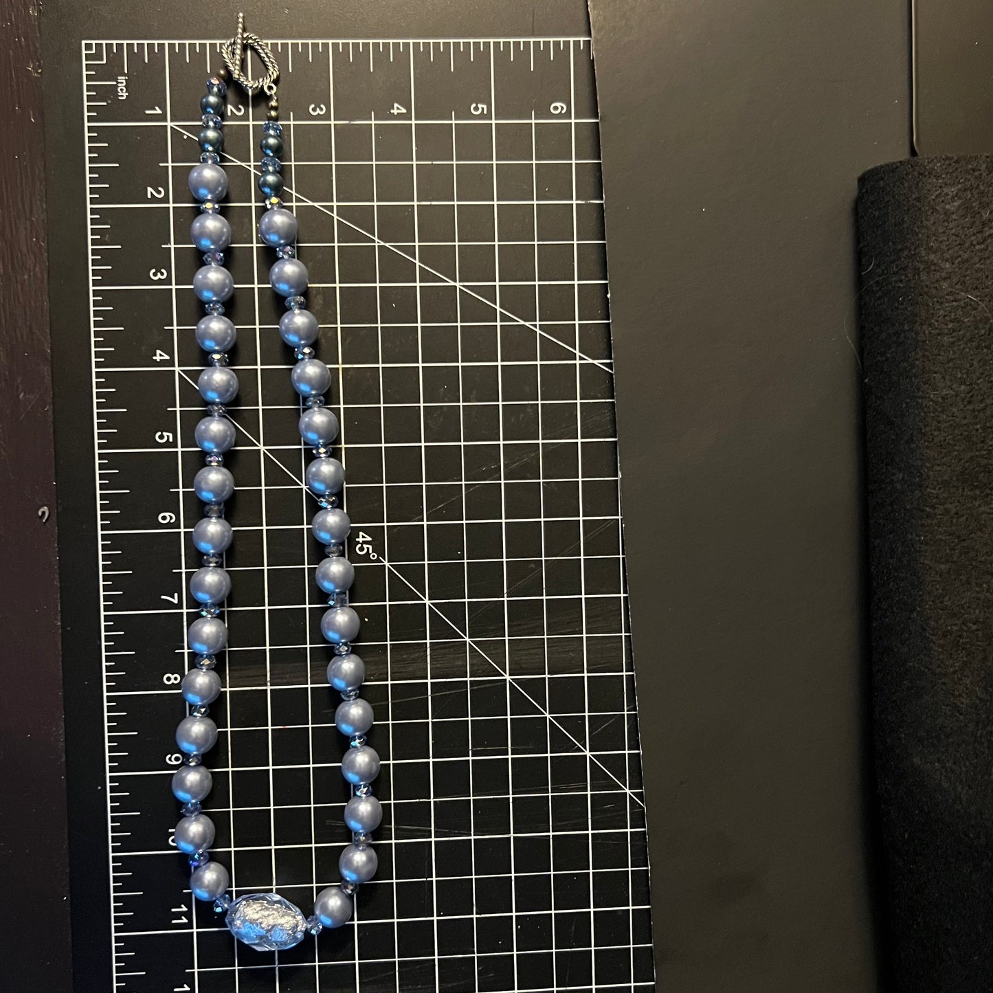 Vintage Blue Pearl Strand with Crystal Accent