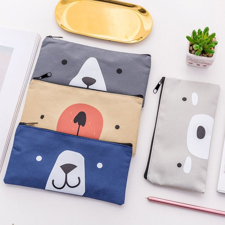 2 PCS Cartoon Dog Simple Big Capacity Pencil Bag Office School Student Supplie Stationery(Dark Blue)