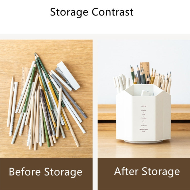 Large Capacity Desktop Storage Box Student Office Pen Bucket, Color: Non-rotating Beige