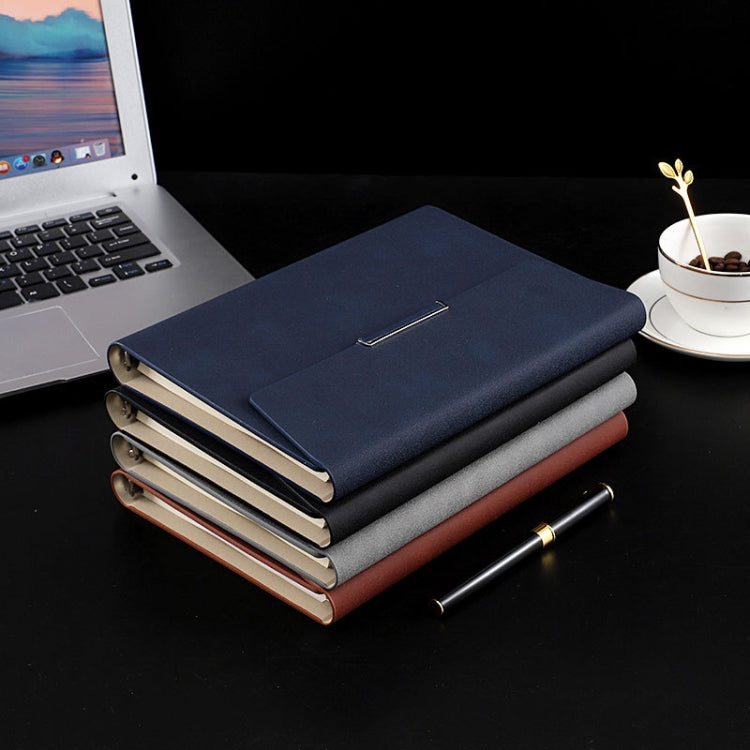 6 Hole Three Fold Loose-leaf Case A5 Business Notebook Office Stationery Notepad(Blue)