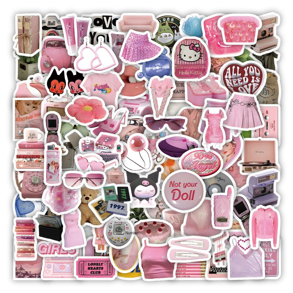 100 PCS Pink Heart Stickers & Cute DIY Decorations