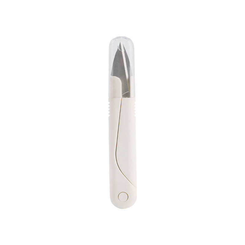 1pc White Student Paper-cut Office Scissors with Springback