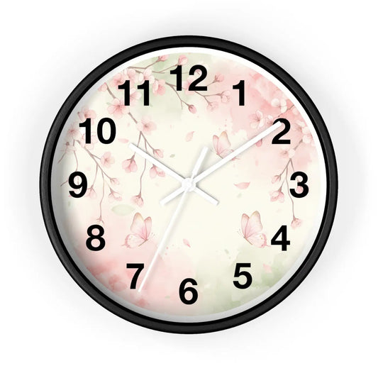 Watercolor Cherry Blossom Wall Clock - 10 Inch Floral - DipaliZ