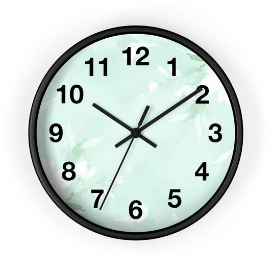 Mint Floral Wall Clock - Botanical Design 10 Inch - DipaliZ