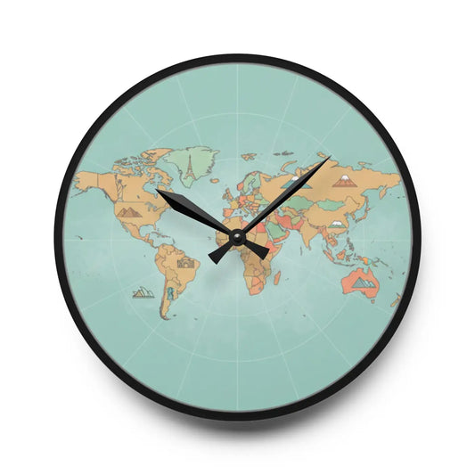 World Map Acrylic Wall Clock Deep Oceanic Blues Living Room DipaliZ