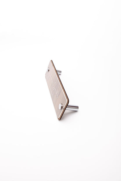 Wooden Desk Name Holder Chrome Detailed Laser Engraving