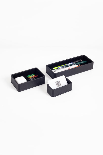Felix Desktop Leather Organizer Set 3 Pieces Black