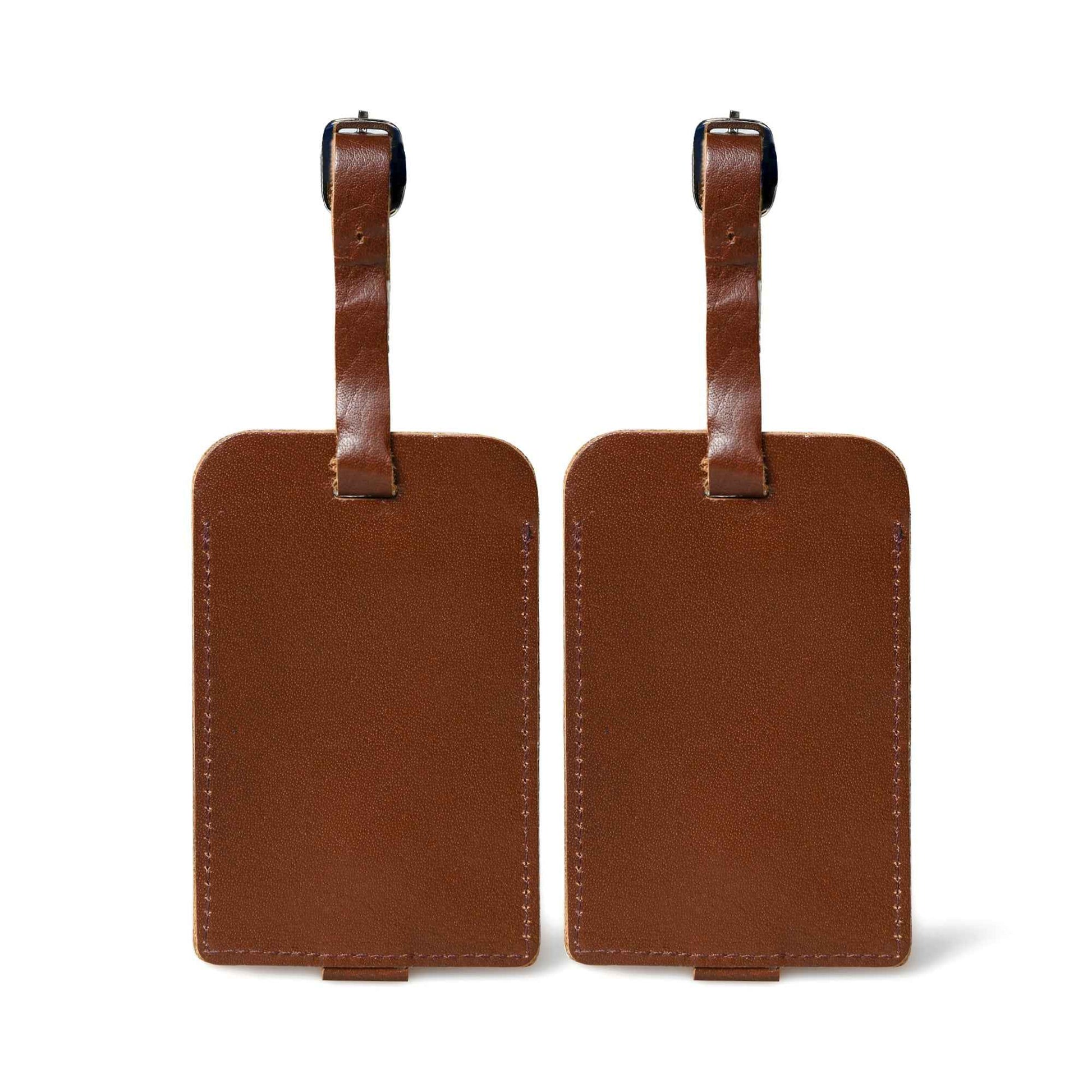 Dark Brown Leather Luggage Tags Set