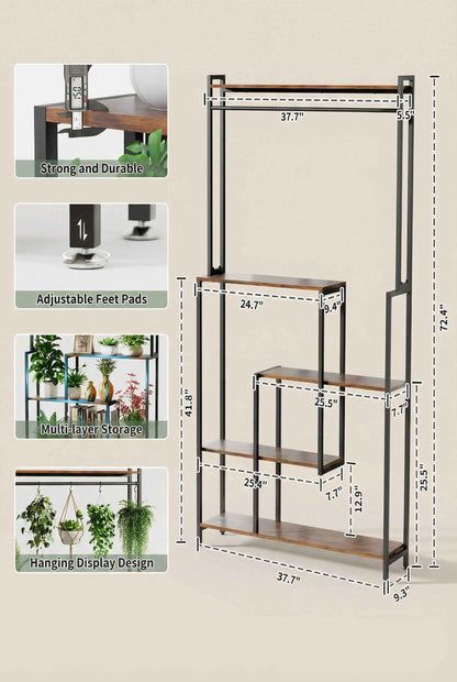 5-Tier Metal Display Shelf with LED Lights