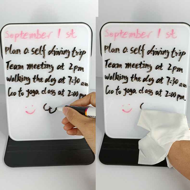 PU Case Glass Desktop Whiteboard - Portable Foldable Memo Board