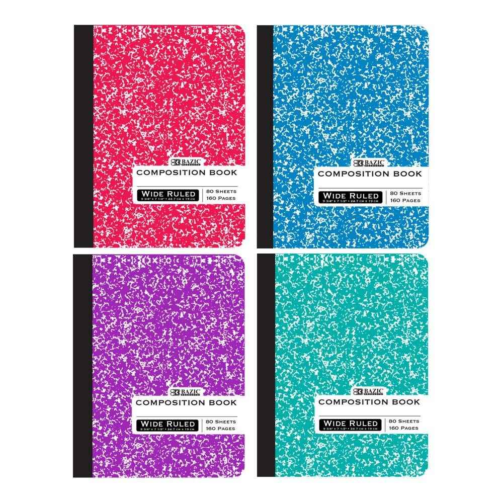 Composition Book Assorted Color Marble W/R 80 Ct.