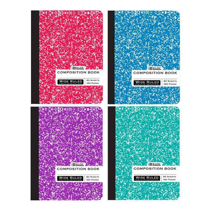 Composition Book Assorted Color Marble W/R 80 Ct.
