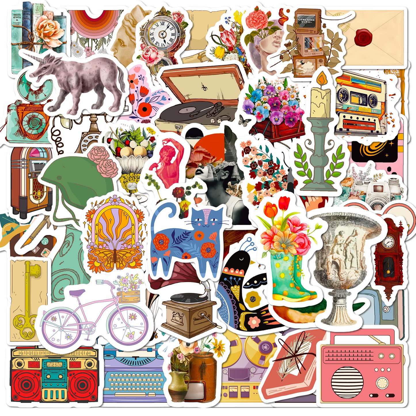 50 PCS Retro Bohemian Aesthetic Literary Stickers