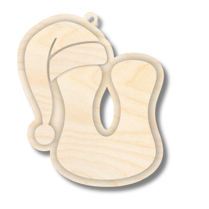 Unfinished Wood Layered Letter Santa Hat Tags | A-Z | 4 Piece | 6" Tall | 1/8" Wood | Wood Craft DIY