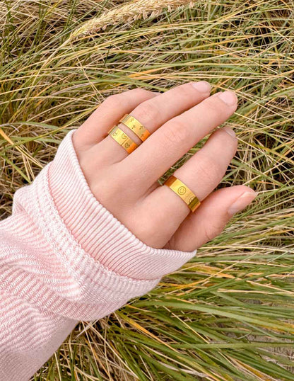 Peace Engraved Ring Set
