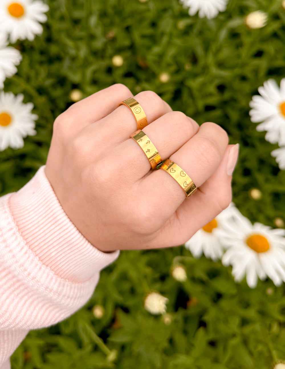 Peace Engraved Ring Set