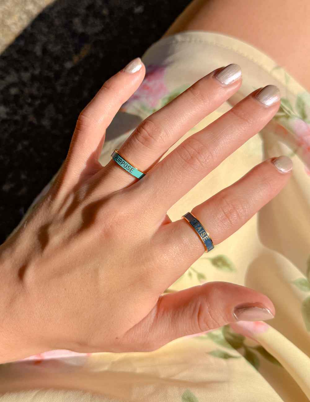 Navy Enamel Praise Ring