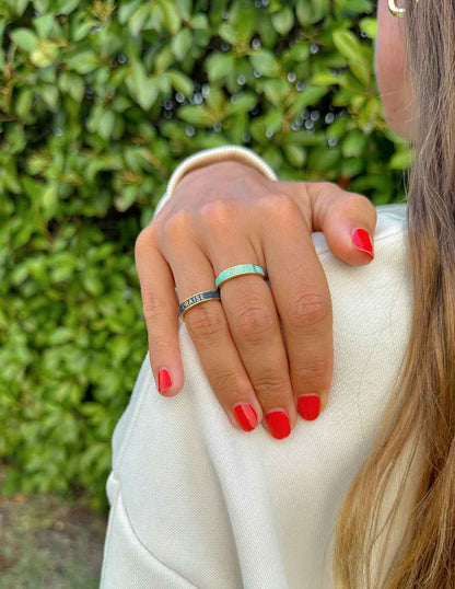 Navy Enamel Praise Ring