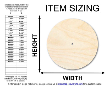 Unfinished Wood JGrondz Clock Circle Shape | JGrondz | 10" Circle | 1/2" Thick | Pre-Drilled Hole
