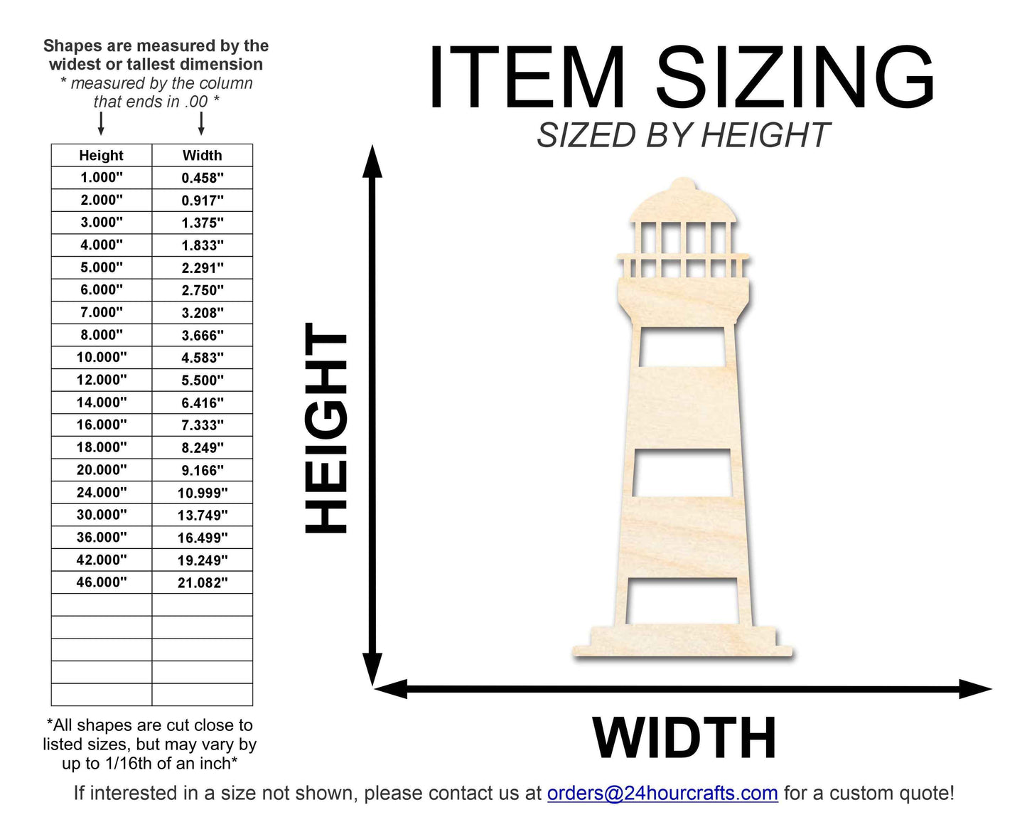 Unfinished Wood Lighthouse Shape | DIY Craft Cutout | up to 46" DIY