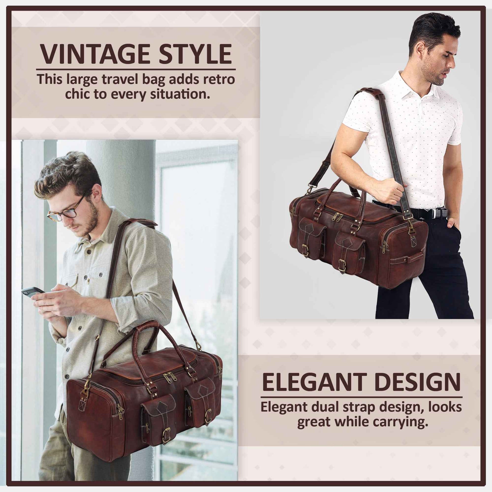 Vintage Dark Brown Traveller Duffle Bag