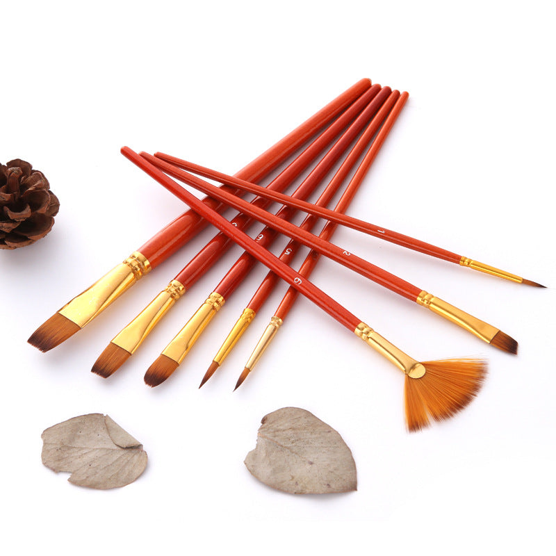 10 Nylon Hair Brushes with Fan-Shaped Watercolor Pens