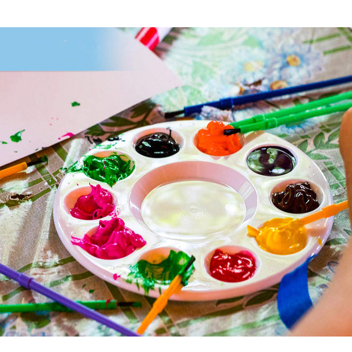 4-Piece 10-Hole Round Paint Palette