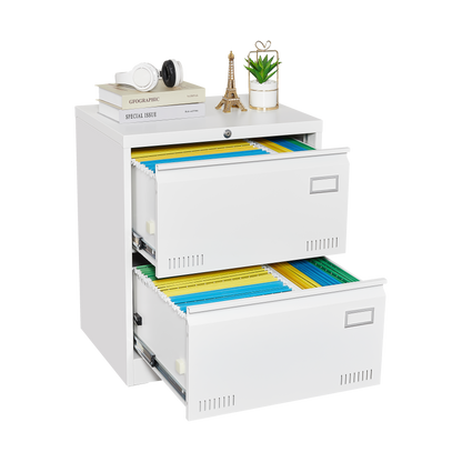 Horizontal file cabinet, 2 drawers, white file cabinet with lock, metal file cabinet with lock, 3 drawers, legal office cabinet