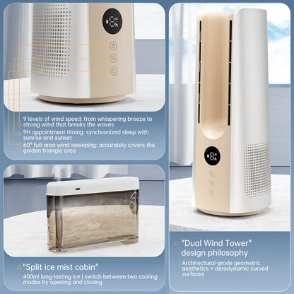 2025 NEW Portable Tower Fan – 6 Speeds, Mist Bladeless, for Bedroom/Living Room/Office