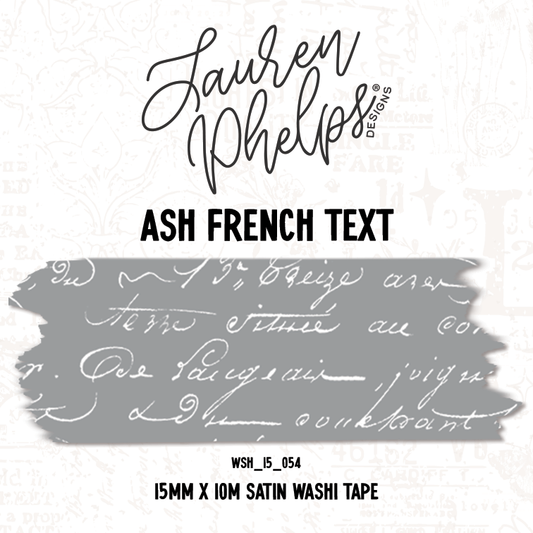 Ash French Text 15mm washi
