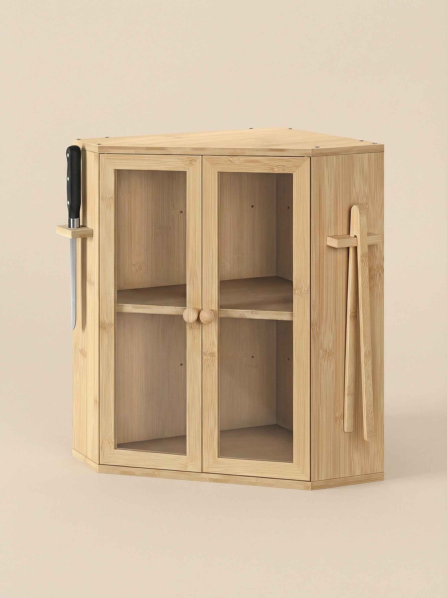 Bamboo Bread Box with Clear Doors – 2-Tier Kitchen Countertop Organizer
