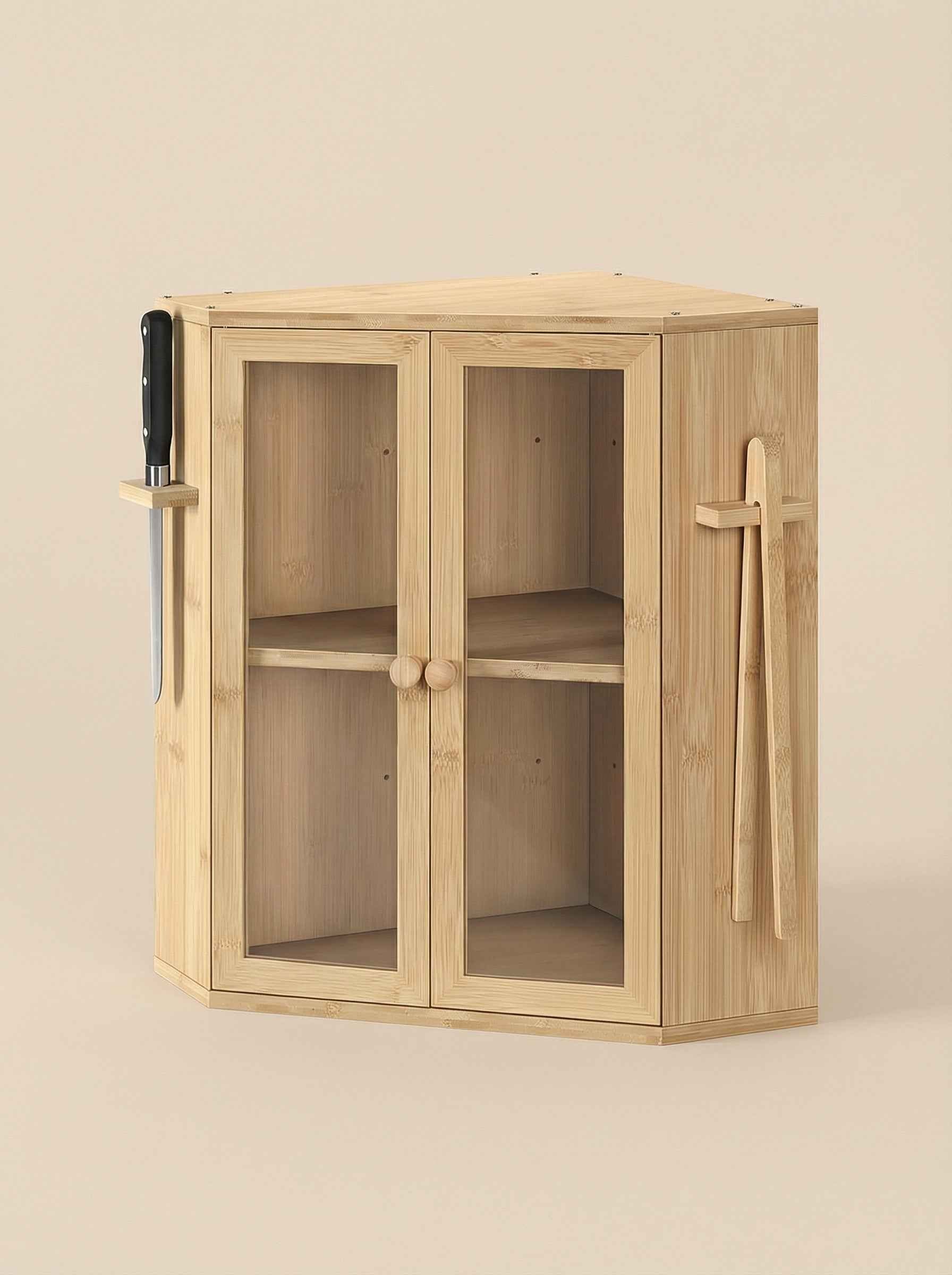Bamboo Bread Box with Clear Doors – 2-Tier Kitchen Countertop Organizer
