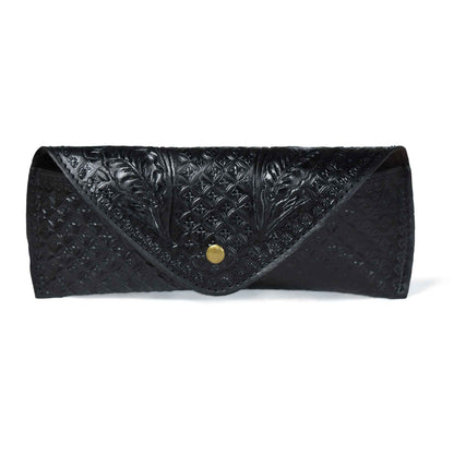 Black Textured Leather Sunglasses Cover