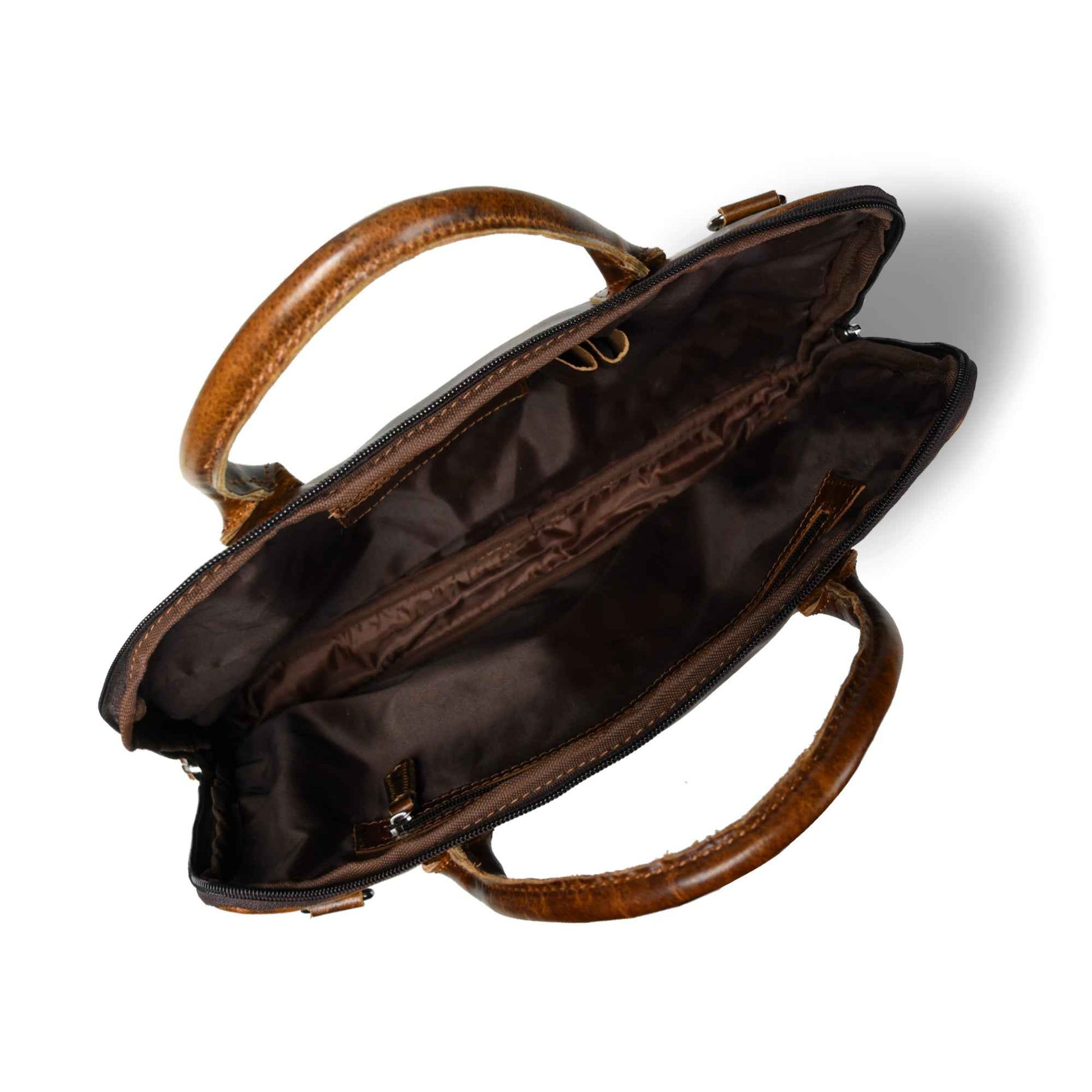 Modernist Leather Laptop Bag-Dark Brown