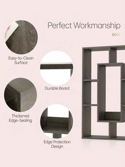 7-Tier Cube Bookshelf, Tall Narrow Bookcase for Small Spaces