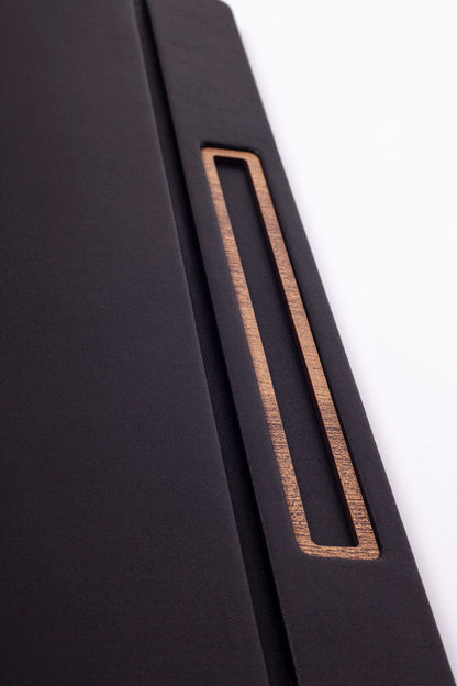 Leather Covered Desk Desk Plain Black Wood Detailed 50x35cm