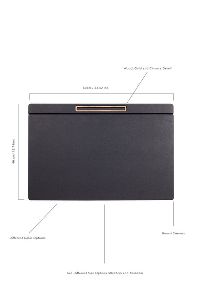 Leather Covered Desk Desk Black Wood Detail 60x40cm