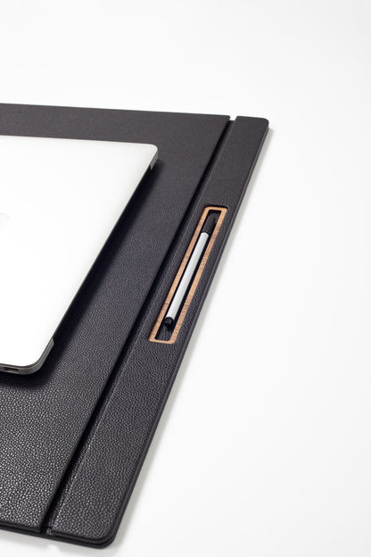 Leather Covered Desk Desk Black Wood Detail 60x40cm