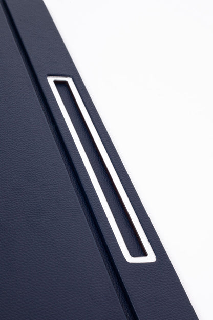 Leather Covered Desk Desk Lacquer Blue Chrome Detailed 50x35cm