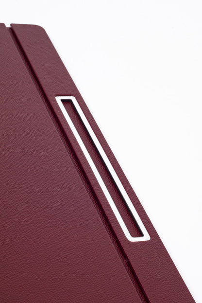 Leather Covered Desk Desk Claret Red Chrome Detailed 50x35cm