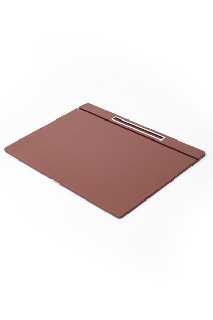 Leather Covered Desk Desk, Tan Chrome Detailed 50x35cm