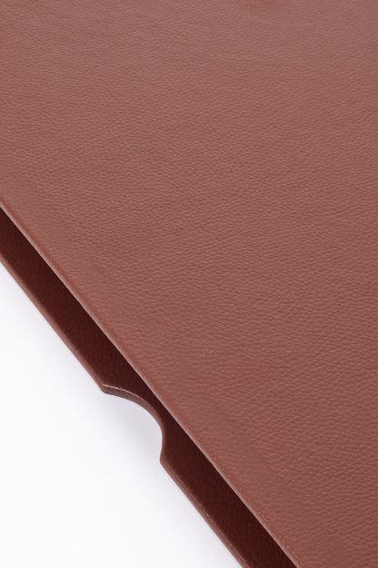 Leather Covered Desk Desk, Tan Chrome Detailed 50x35cm