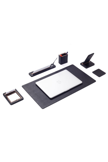 Lincoln Leather Desk Set 6 Pieces With Nameplate