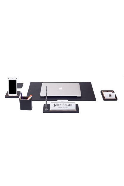 Cavalli Leather Desk Set 6 Pieces Desk with Nameplate