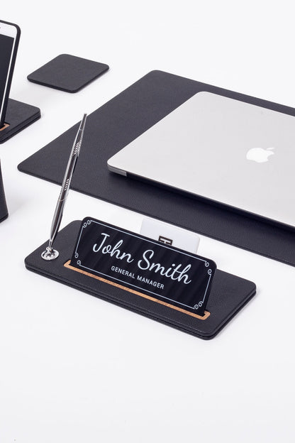 Cavalli Leather Desk Set 6 Pieces Desk with Nameplate