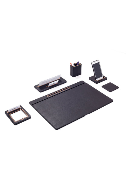 Sirus Leather Desk Set 6 Pieces Covered Model Desk With Nameplate
