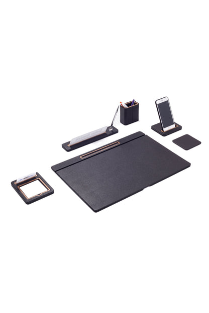 Lincoln Leather Desk Set 6 Piece Covered Model
