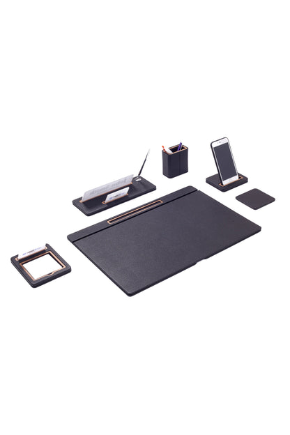 Cavalli Leather Desk Set 6 Pieces Covered Model Desk with Nameplate