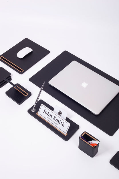 Cavalli Leather Desk Set 8 Pieces Desk with Nameplate